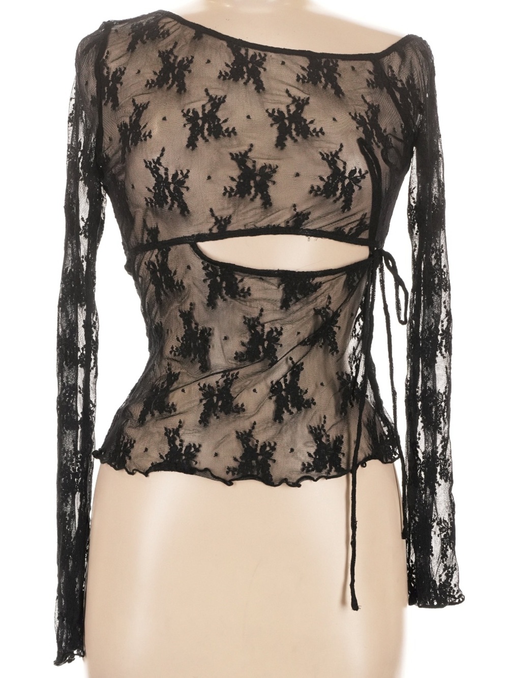 NWT Princess Polly Black Sheer Lace Wrap Top